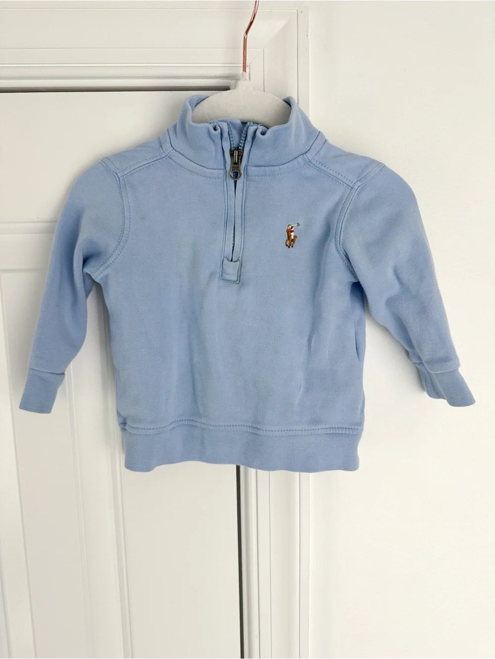 Ralph Lauren Baby Blue Half-Zip Polo Sweatshirt 6m